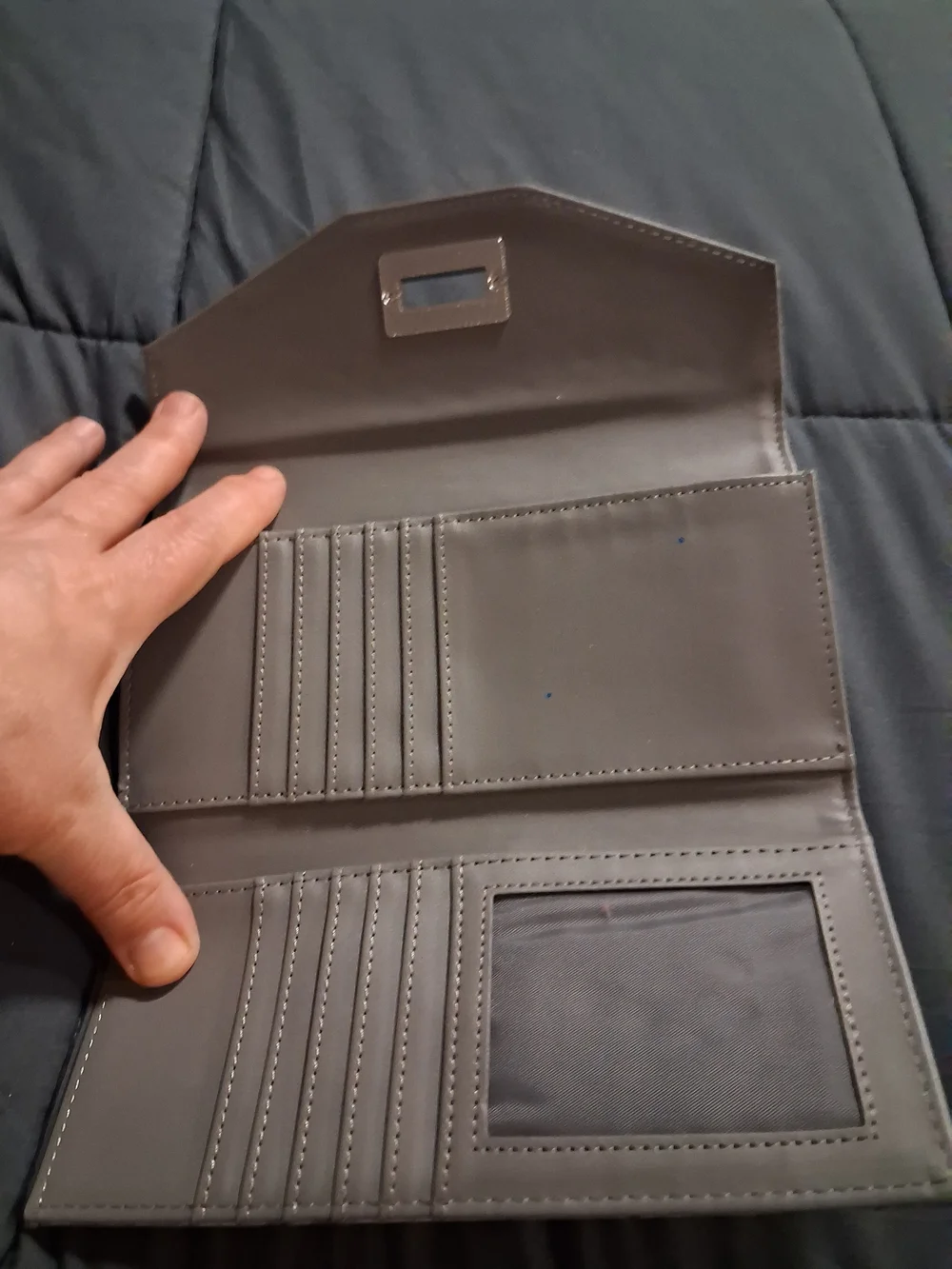 Gray Studded Envelope Clutch Wristlet